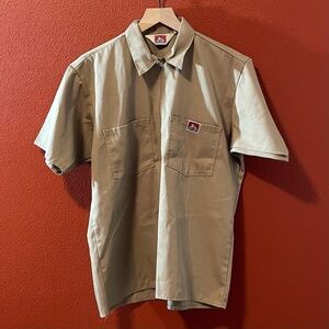 Ben Davis Men’s Vintage 1/4 Zip Double Chest Pocket USA Pullover Tan Work Shirt
